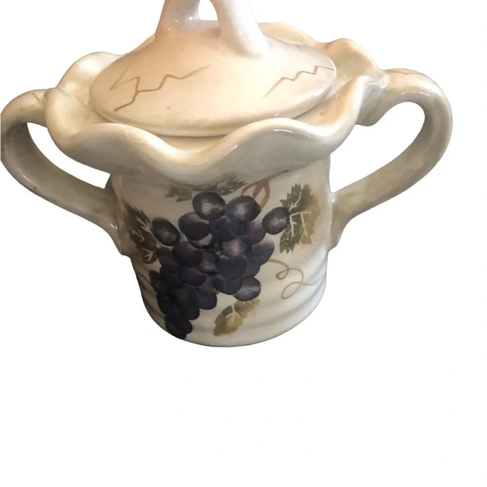 Cabernet Hand Painted Wine Motif Grapes Replacement Sugar Bowl With Cover Dining